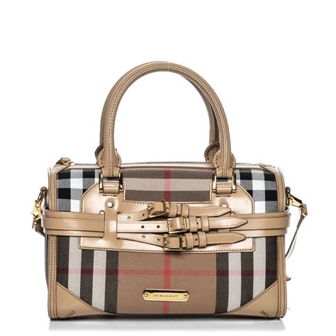 burberry house check satchel bowling bag|BURBERRY House Check Medium Alchester Bowling Bag Tan .